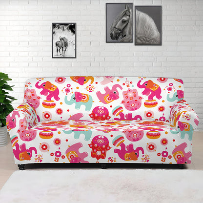 Girly Elephant And Hamsa Pattern Print Sofa Cover