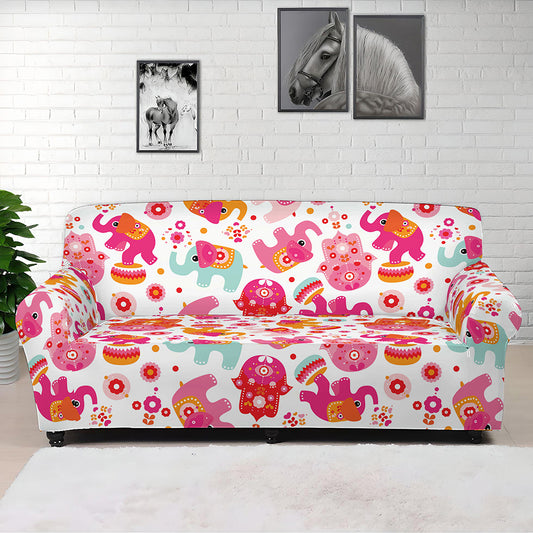 Girly Elephant And Hamsa Pattern Print Sofa Cover