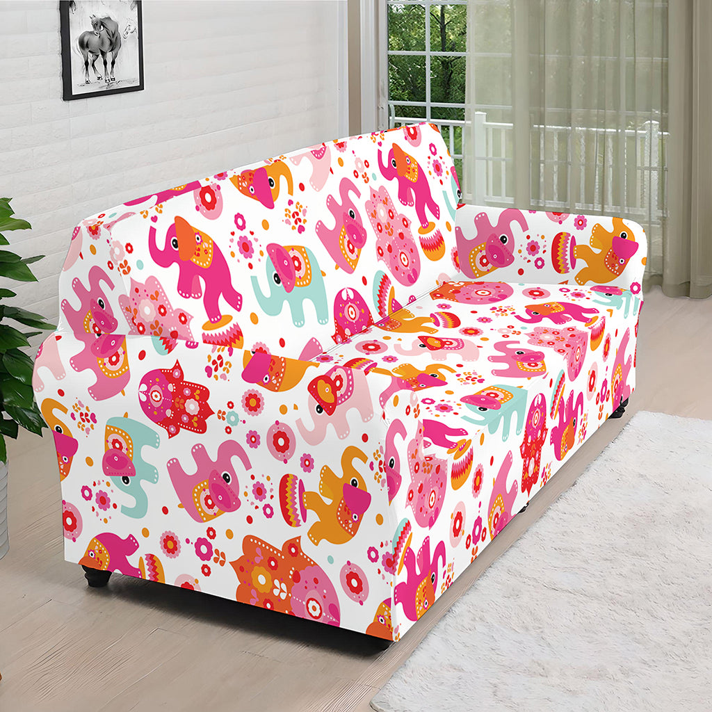 Girly Elephant And Hamsa Pattern Print Sofa Cover