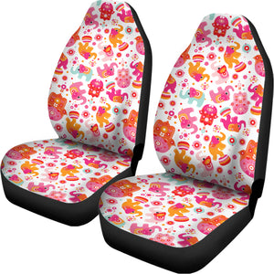 Girly Elephant And Hamsa Pattern Print Universal Fit Car Seat Covers