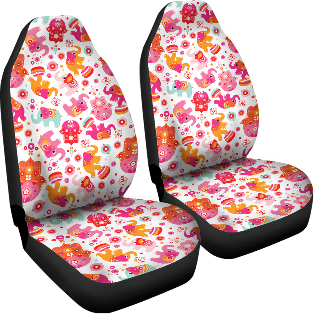 Girly Elephant And Hamsa Pattern Print Universal Fit Car Seat Covers