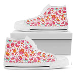 Girly Elephant And Hamsa Pattern Print White High Top Shoes