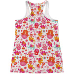 Girly Elephant And Hamsa Pattern Print Women's Racerback Tank Top