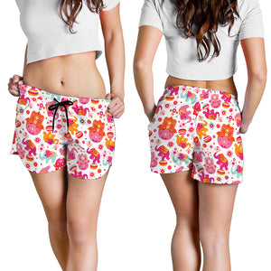 Girly Elephant And Hamsa Pattern Print Women's Shorts