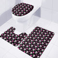 Girly Emo Skull Pattern Print 3 Piece Bath Mat Set