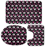 Girly Emo Skull Pattern Print 3 Piece Bath Mat Set