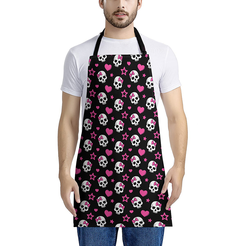Girly Emo Skull Pattern Print Apron