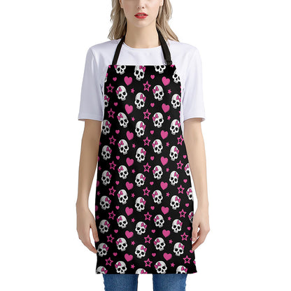 Girly Emo Skull Pattern Print Apron