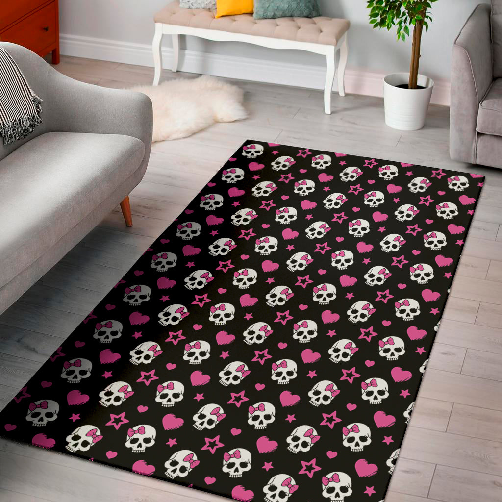 Girly Emo Skull Pattern Print Area Rug