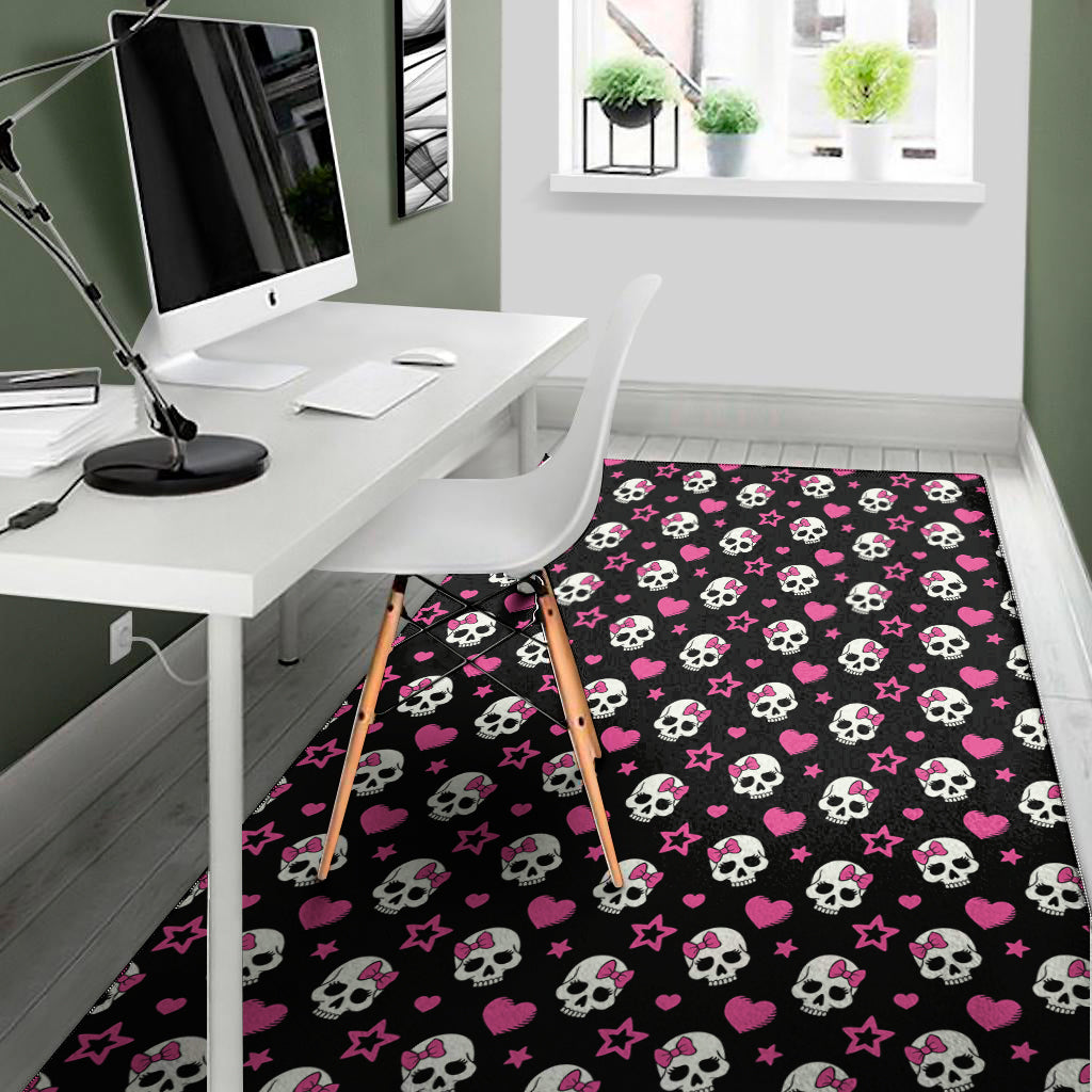Girly Emo Skull Pattern Print Area Rug