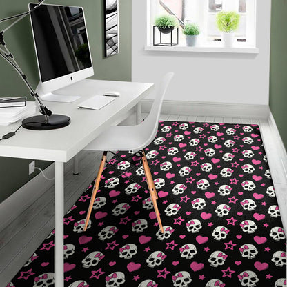 Girly Emo Skull Pattern Print Area Rug