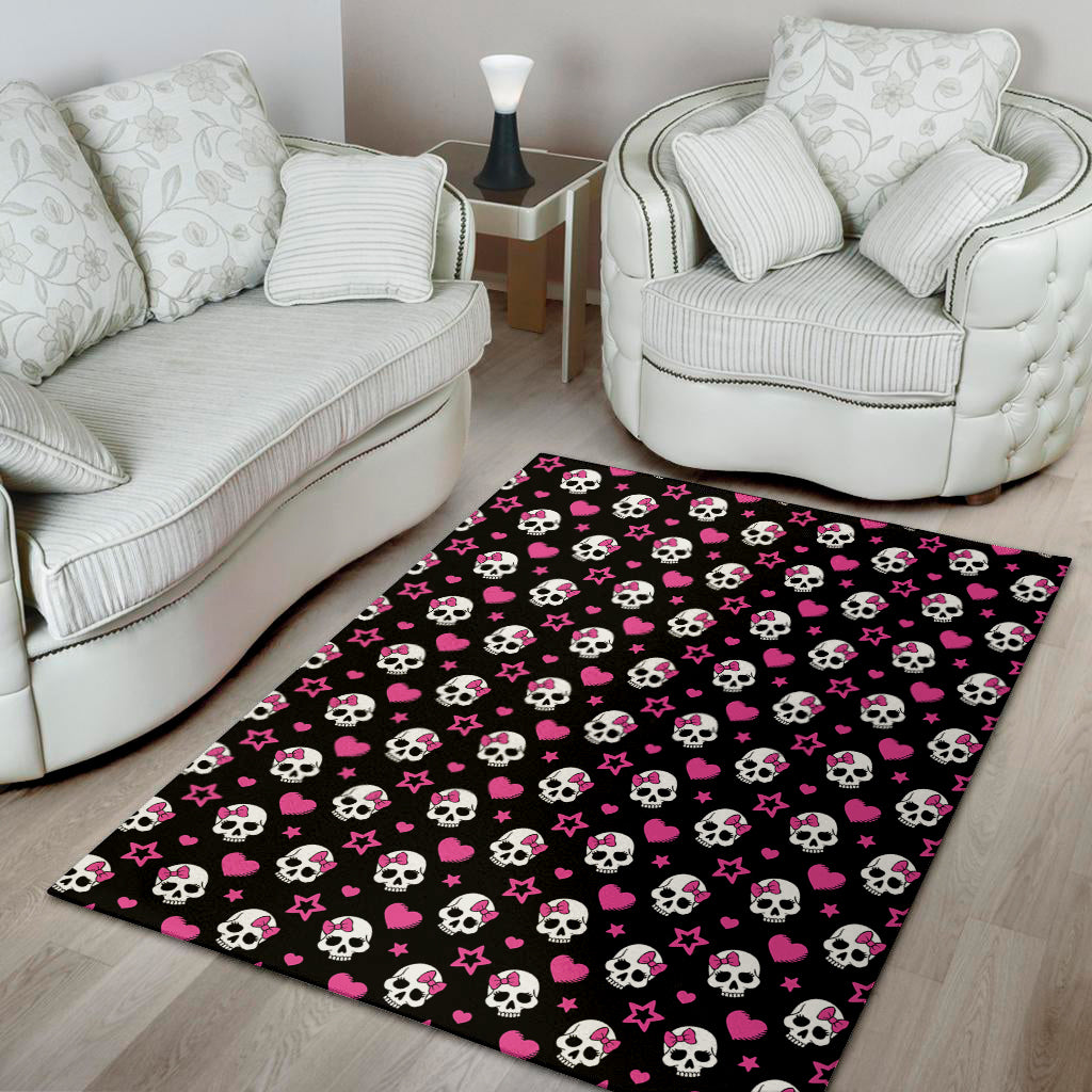 Girly Emo Skull Pattern Print Area Rug