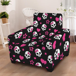 Girly Emo Skull Pattern Print Armchair Slipcover