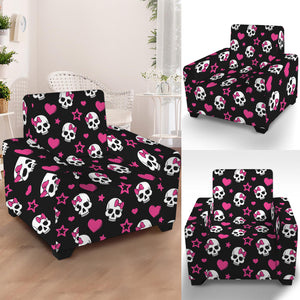 Girly Emo Skull Pattern Print Armchair Slipcover