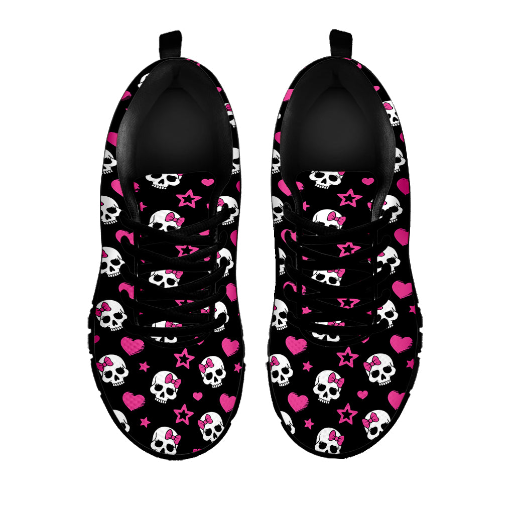 Girly Emo Skull Pattern Print Black Sneakers