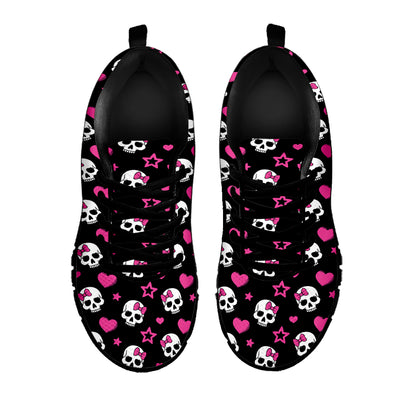 Girly Emo Skull Pattern Print Black Sneakers