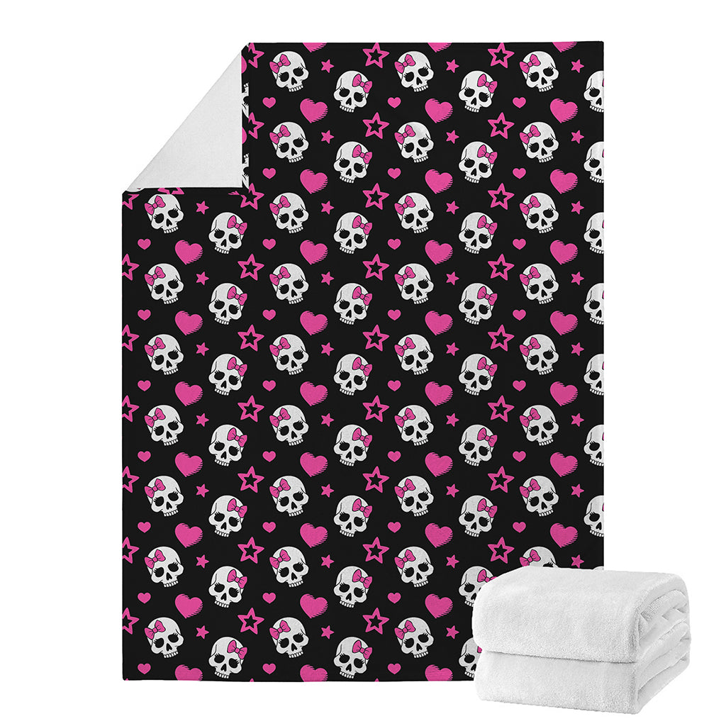 Girly Emo Skull Pattern Print Blanket