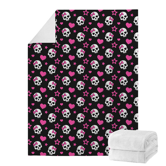 Girly Emo Skull Pattern Print Blanket