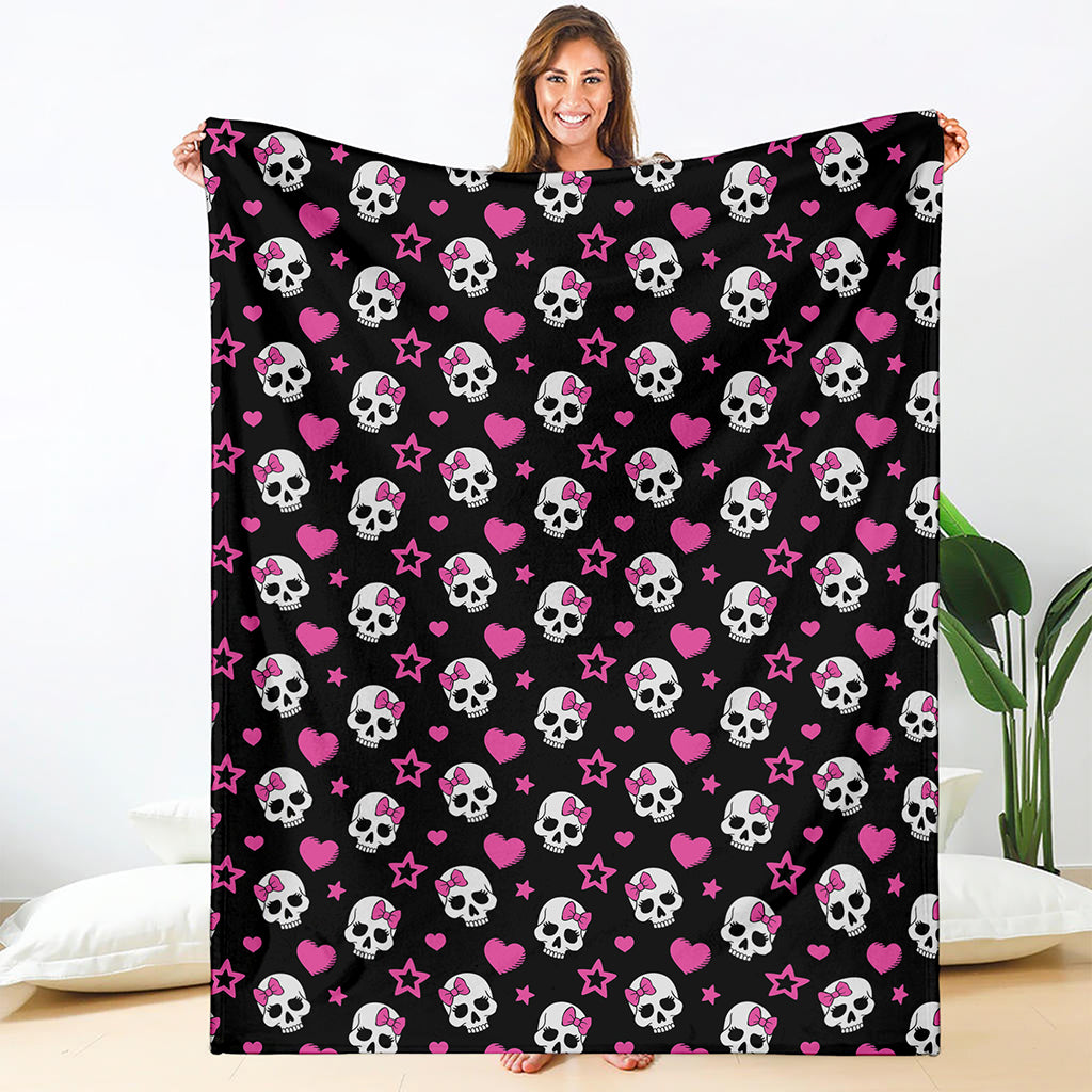 Girly Emo Skull Pattern Print Blanket