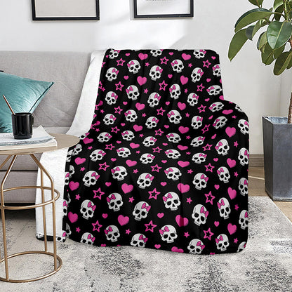 Girly Emo Skull Pattern Print Blanket