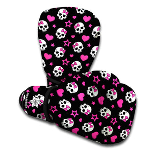 Girly Emo Skull Pattern Print Boxing Gloves