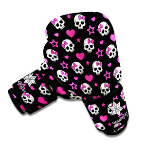 Girly Emo Skull Pattern Print Boxing Gloves