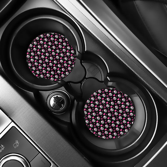 Girly Emo Skull Pattern Print Car Coasters