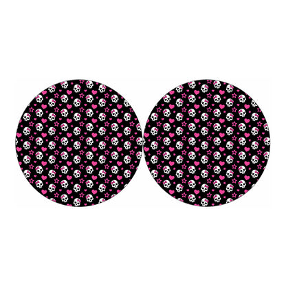 Girly Emo Skull Pattern Print Car Coasters