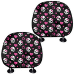 Girly Emo Skull Pattern Print Car Headrest Covers