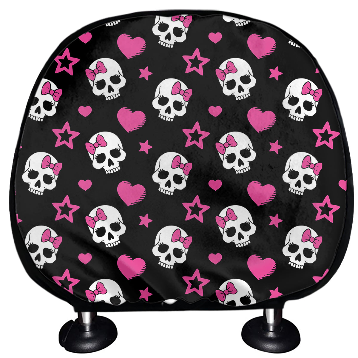 Girly Emo Skull Pattern Print Car Headrest Covers