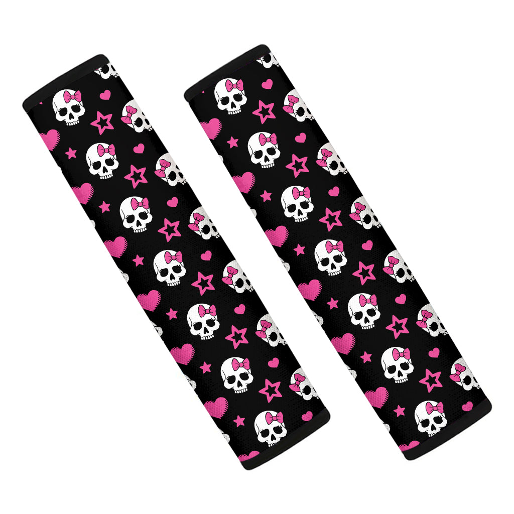 Girly Emo Skull Pattern Print Car Seat Belt Covers