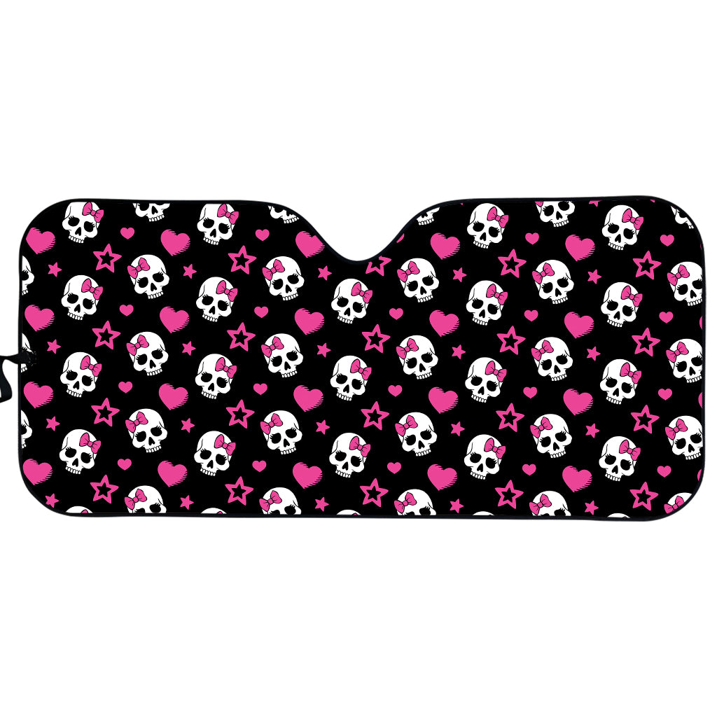 Girly Emo Skull Pattern Print Car Sun Shade