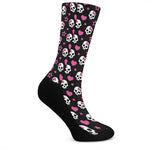 Girly Emo Skull Pattern Print Crew Socks