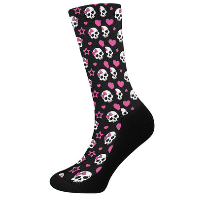 Girly Emo Skull Pattern Print Crew Socks