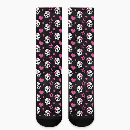 Girly Emo Skull Pattern Print Crew Socks