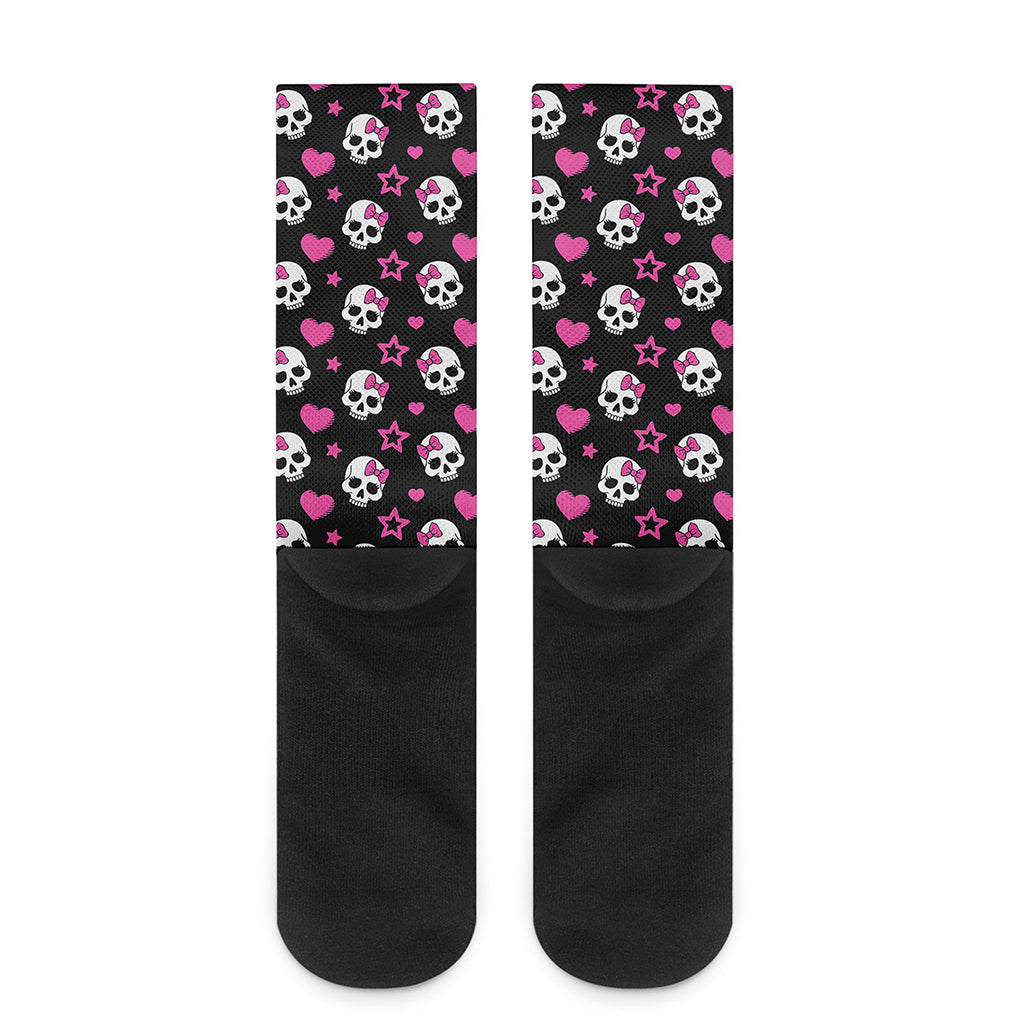 Girly Emo Skull Pattern Print Crew Socks