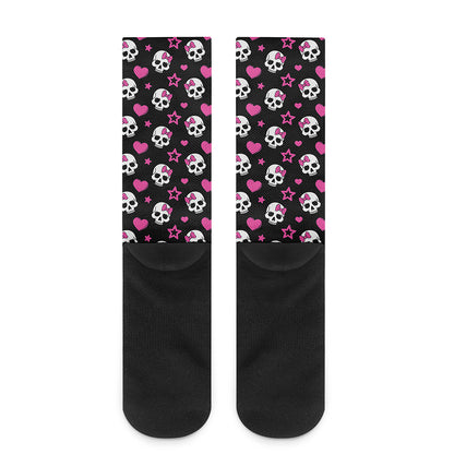 Girly Emo Skull Pattern Print Crew Socks