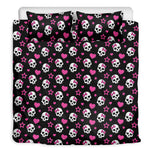 Girly Emo Skull Pattern Print Duvet Cover Bedding Set