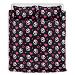 Girly Emo Skull Pattern Print Duvet Cover Bedding Set