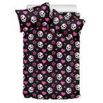 Girly Emo Skull Pattern Print Duvet Cover Bedding Set