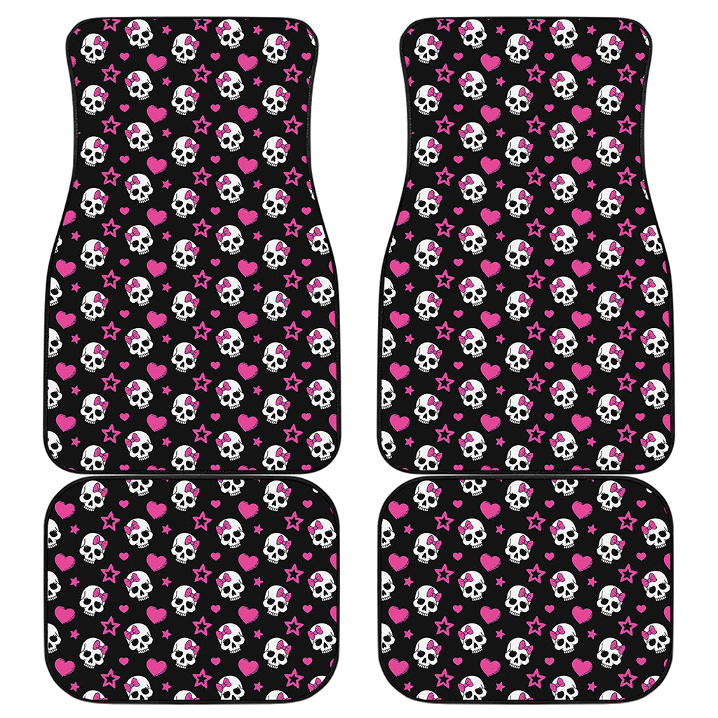 Girly Emo Skull Pattern Print Front and Back Car Floor Mats
