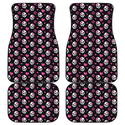 Girly Emo Skull Pattern Print Front and Back Car Floor Mats