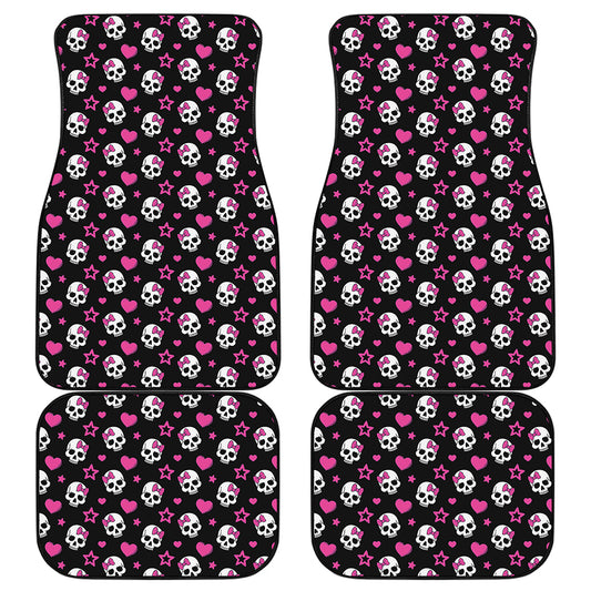 Girly Emo Skull Pattern Print Front and Back Car Floor Mats