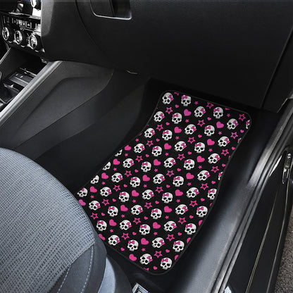 Girly Emo Skull Pattern Print Front and Back Car Floor Mats