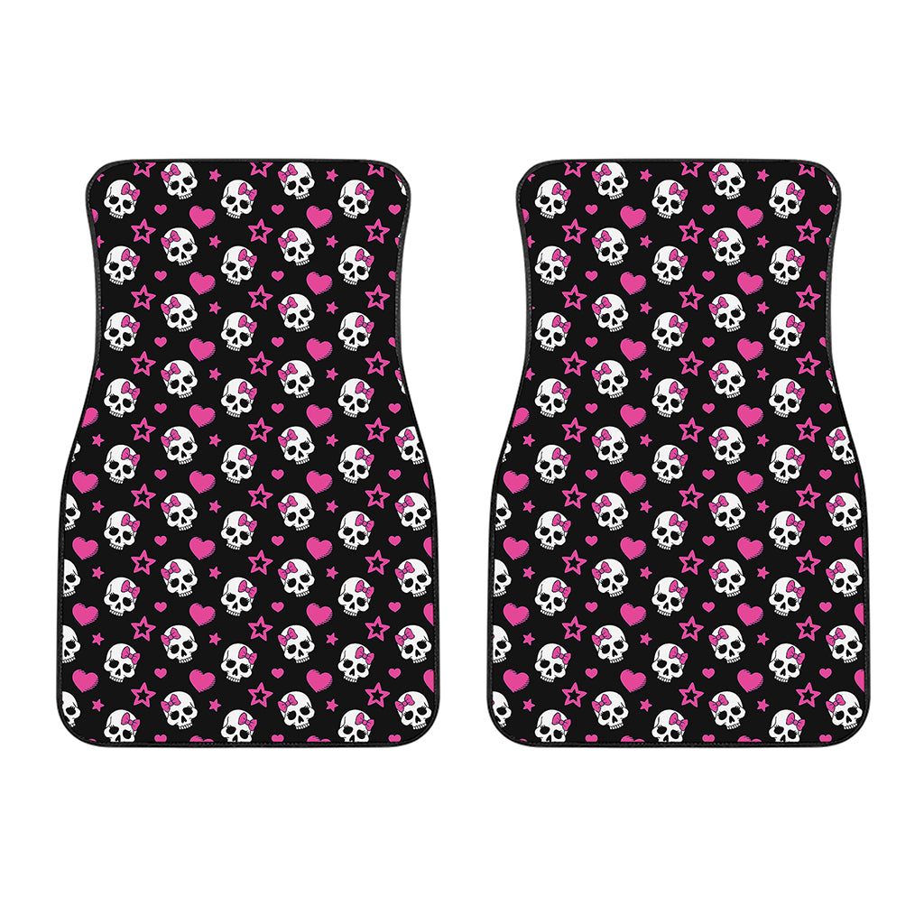 Girly Emo Skull Pattern Print Front Car Floor Mats