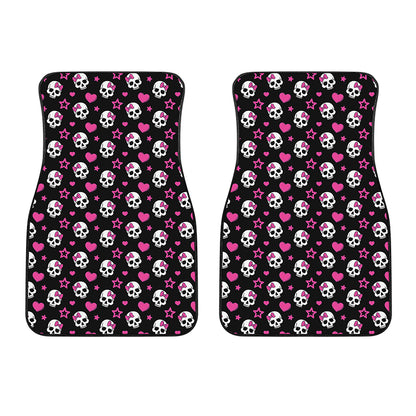 Girly Emo Skull Pattern Print Front Car Floor Mats