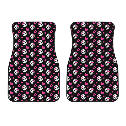Girly Emo Skull Pattern Print Front Car Floor Mats