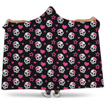 Girly Emo Skull Pattern Print Hooded Blanket