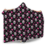 Girly Emo Skull Pattern Print Hooded Blanket