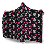 Girly Emo Skull Pattern Print Hooded Blanket